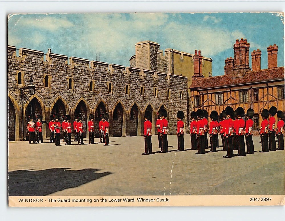 Postcard The Guard mounting on the Lower Ward Windsor Castle Windsor England