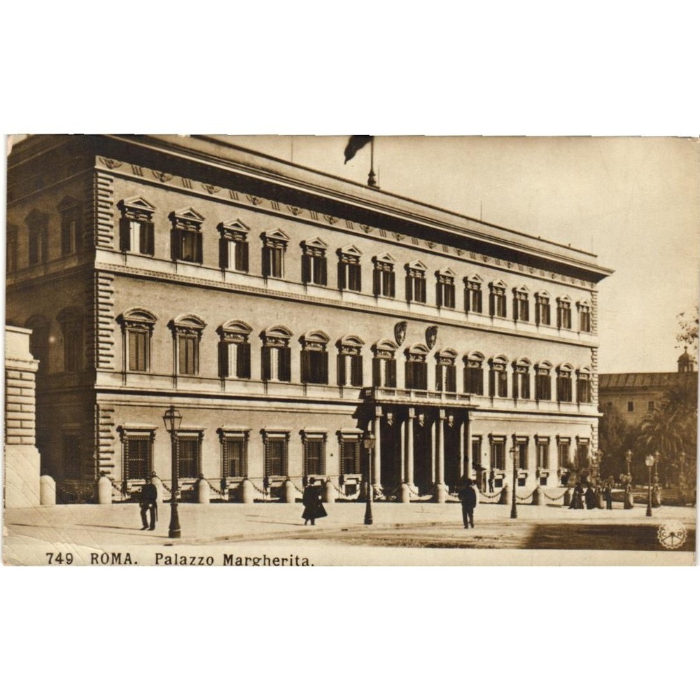 Vintage 1916 Palazzo Margherita Rome Italy Postcard Queen Mother Home Sepia RPPC