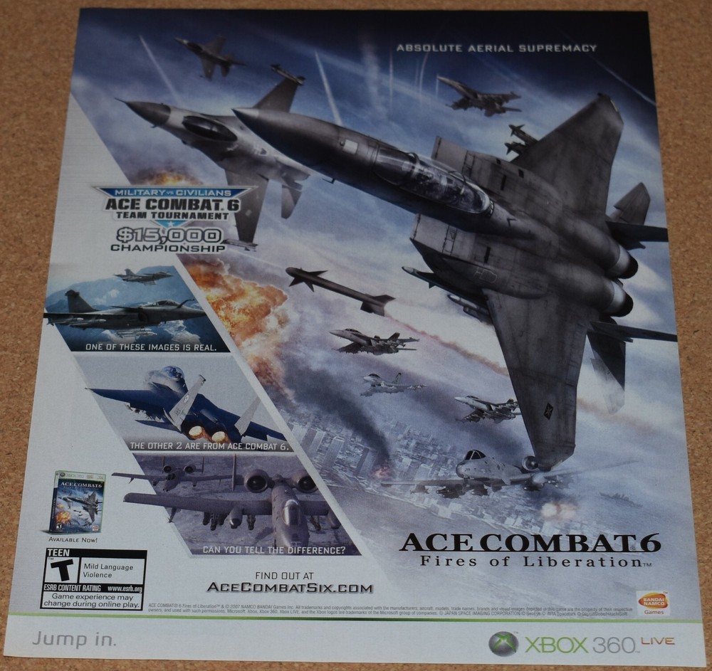 2007 Print Ad Ace Combat 6 Military vs Civilians team tournament XBOX 360 live-image