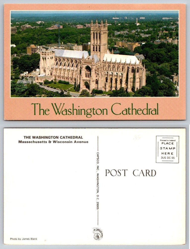 Washington Cathedral DC Chrome Postcard Aerial View CAPSCO James Blank