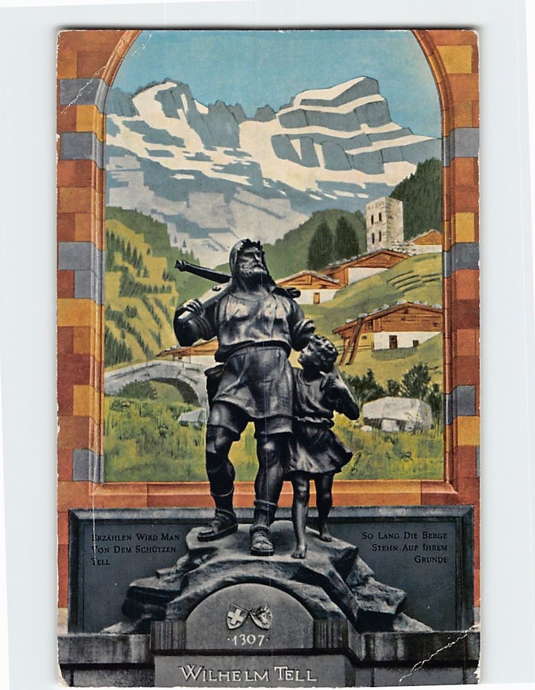 Postcard William Tell Monument in Altdorf Switzerland