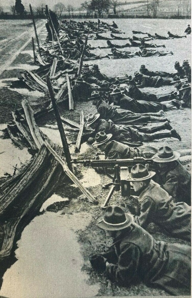 1918 Vintage Illustration American Soldiers Training at Fort Dix New Jersey