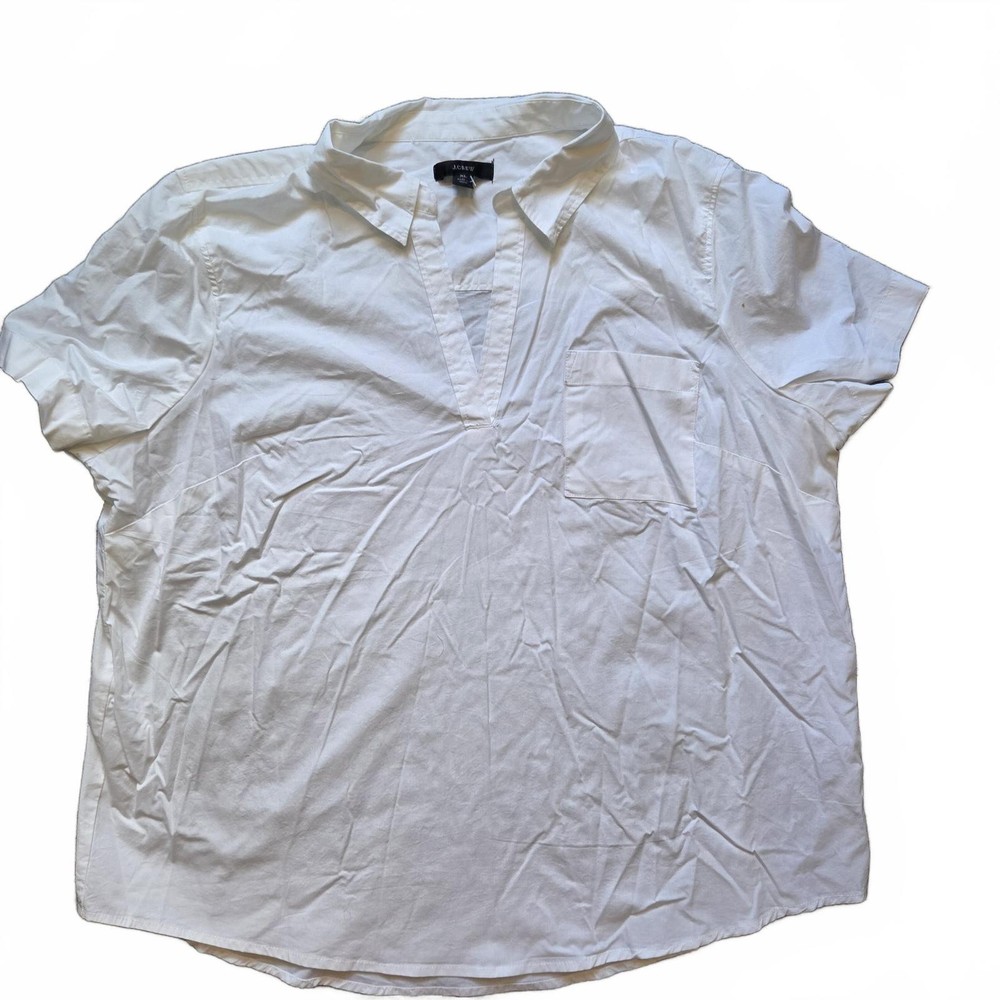 J.Crew Women's White Short Sleeve Collared Top XL