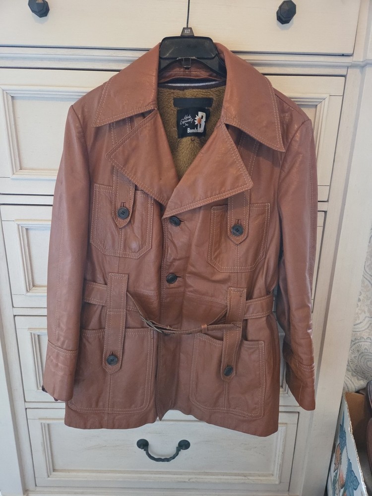 Vintage Bonds Men's Leather Jacket Size 42 with Removable Liner
