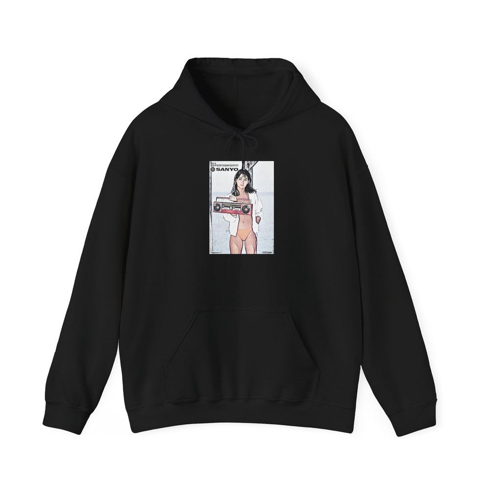 Sanyo Graphic Print Retro Art Long Sleeve Unisex Heavy Blend Hooded Sweatshirt