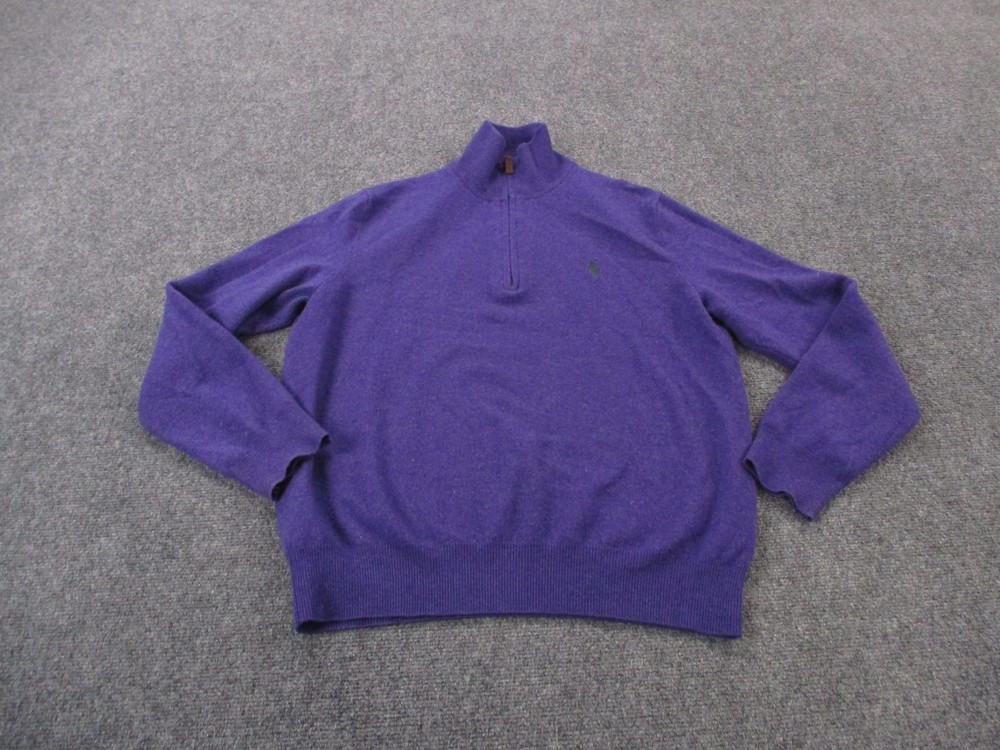 Polo Ralph Lauren Sweater Mens L Merino Wool Golf Navy Pullover Preppy Jacket