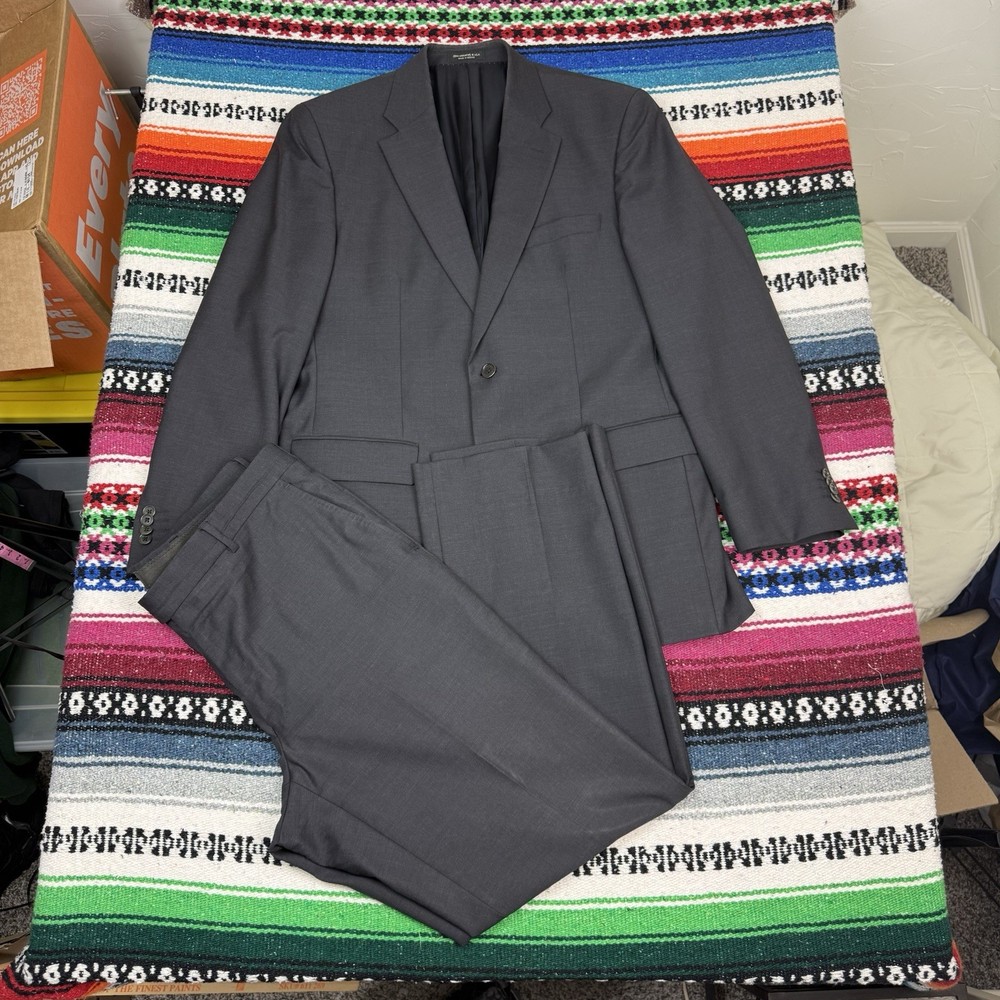 John Varvatos Star USA 2 Piece 42R Charcoal Black Sullivan Wool Suit 35x31