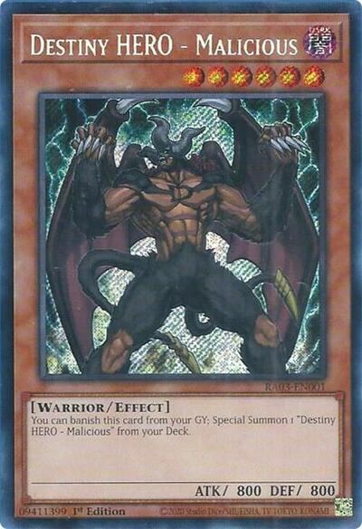 Destiny HERO - Malicious Secret Rare NM YuGiOh QCSB English