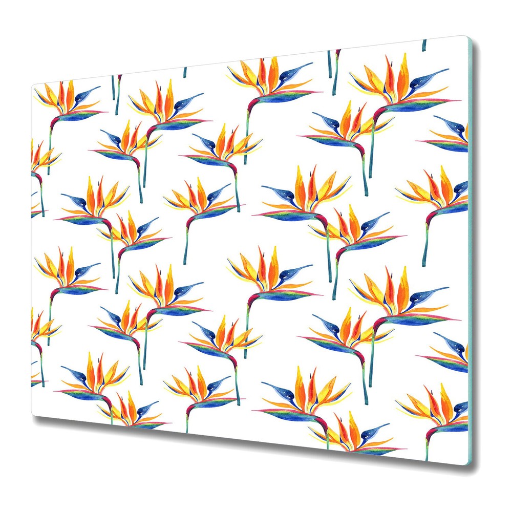 Glass Worktop Saver Kitchen Bird Paradise Light Soft Watercolour 60x52