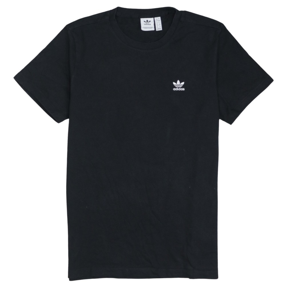 Adidas Womens T Shirt Black Cotton Blend Jersey Crew Neck Relaxed Embroidered S