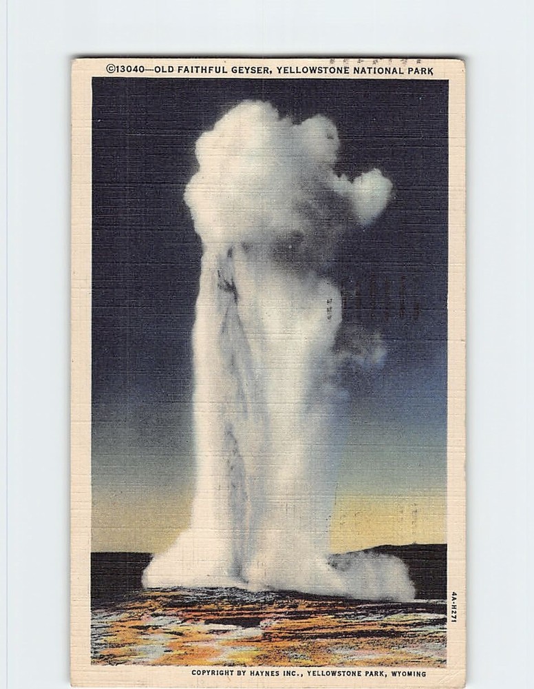 Postcard Old Faithful Geyser Yellowstone National Park Wyoming USA
