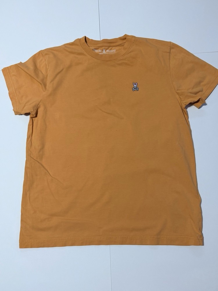 Psycho Bunny Men's 5 Orange Short Sleeve Crew Neck Jersey Logo T-Shirt
