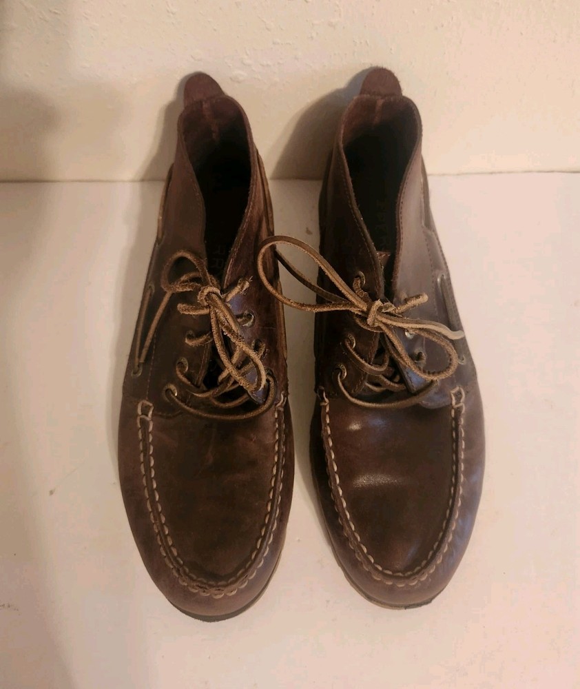 Sperry Men's Top-Sider Brown Leather Non-Slip Lace Up Boat Shoes US 11 M