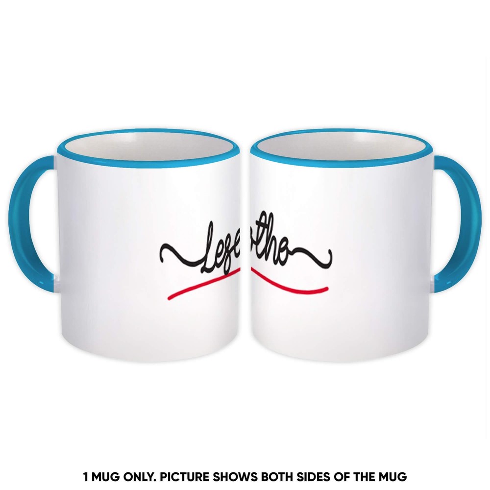 Gift Mug : Lesotho Flag Colors Travel Expat Country Minimalist Lettering