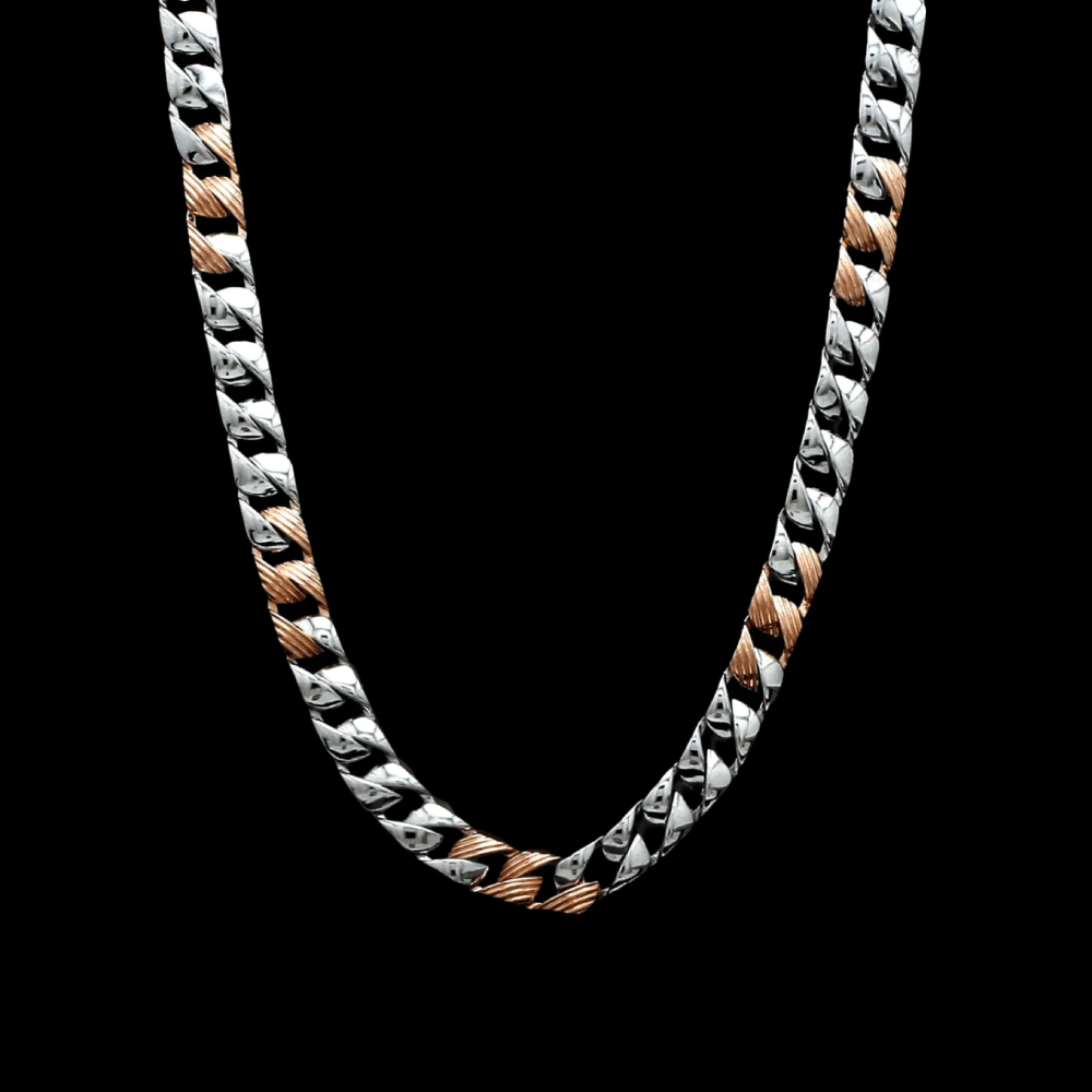 19 Inch 950 Platinum Rose Gold Link Chain 42g 5.75mm Width