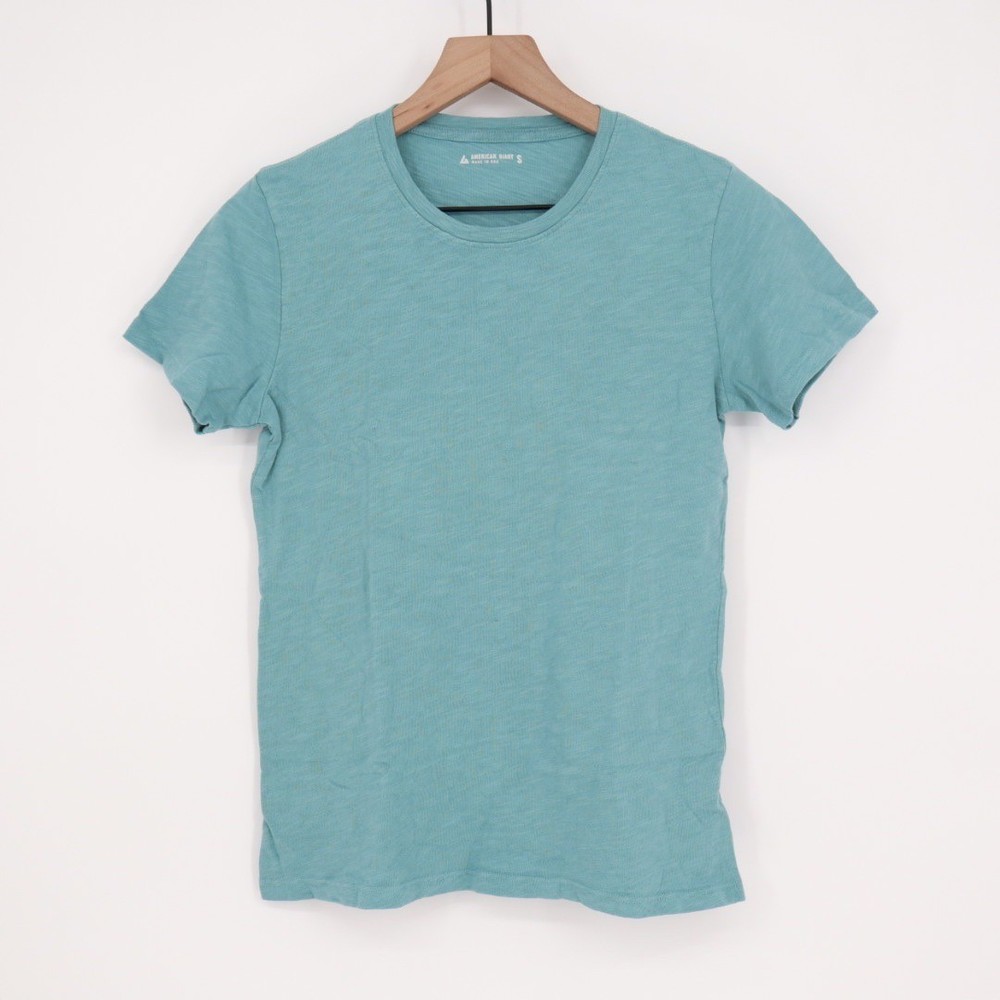 American Giant Classic Crew Neck T Shirt Teal Blue Made in USA Size S