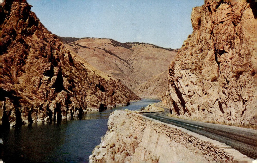 1959 Salmon River Highway 95 Riggins Whitebird Idaho Mike Roberts Chrome Postcar