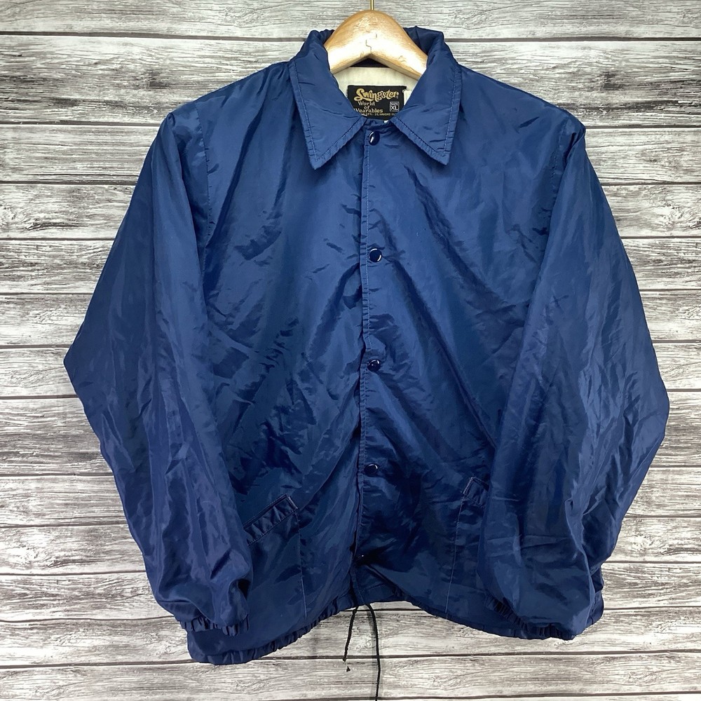Vintage Swingster Jacket Youth XL Blue Windbreaker Outerwear Sports USA 80s 90s