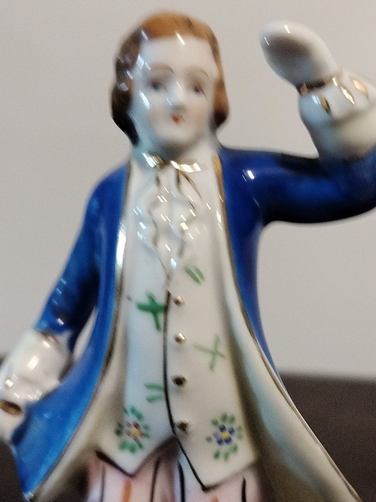Colonial With Sheep Porcelain Figurine Made in Occupied Japan Late 1940s