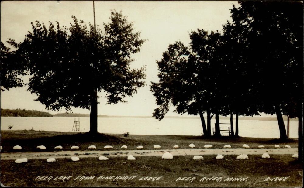RPPC Deer River Minnesota Lake from Pinehurst Lodge 1940 real photo postcard