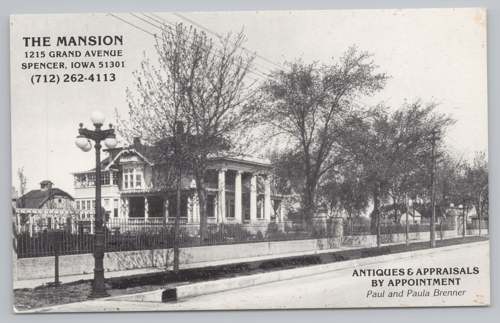 State View~Mansion On Grand Avenue @ Spencer Iowa B&W~Vintage Postcard
