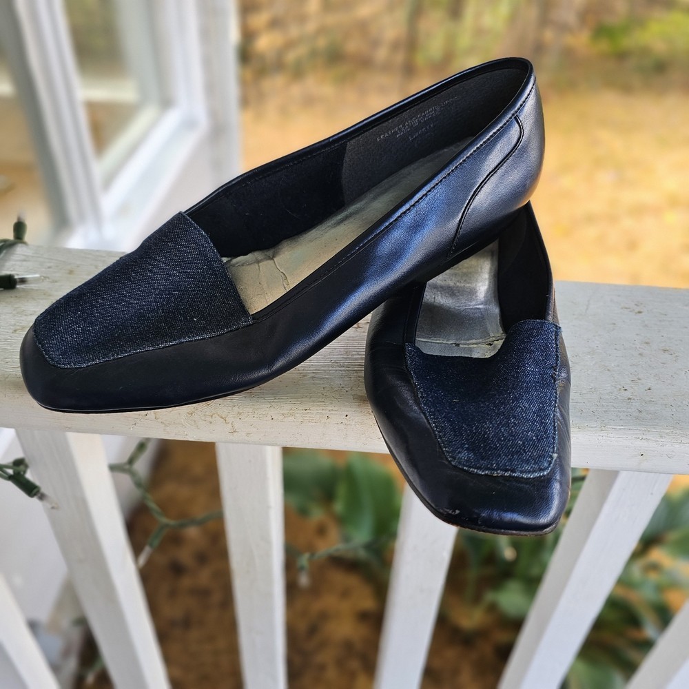 ENZO ANGIOLINI Women’s Blue Leather Denim Loafers Slip On Size 10 Liberty