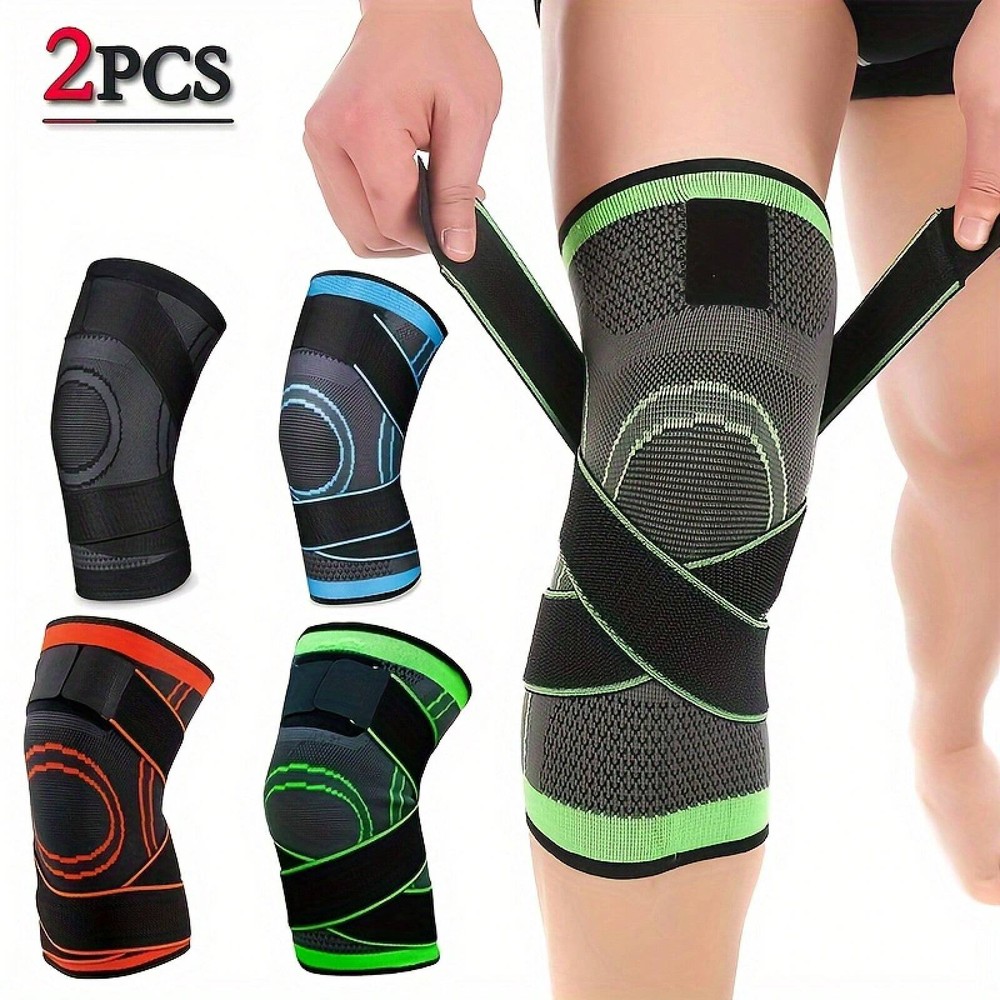 Breathable Nylon Knit Knee Pads with Compression Straps for Basketball Support