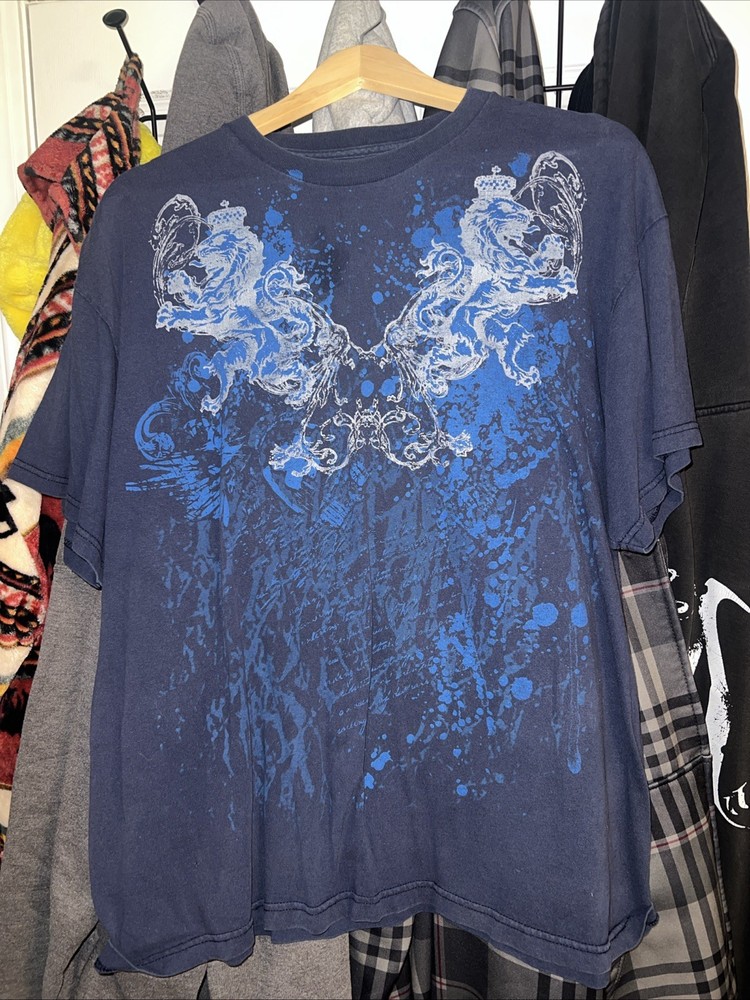 Affliction Style Blue Graphic Short Sleeve T-Shirt Men’s XL