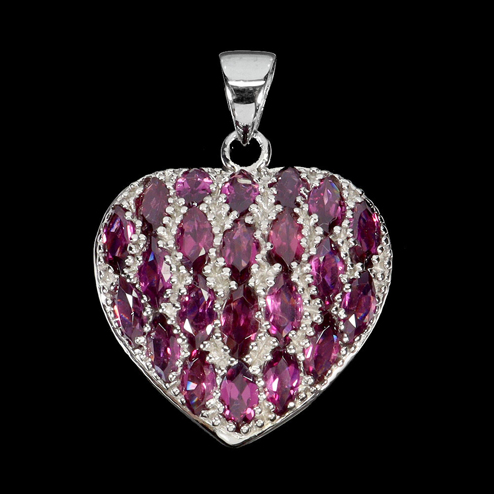 925 Sterling Silver Pendant Marquise Rhodolite Garnet Natural Gemstone Jewelry