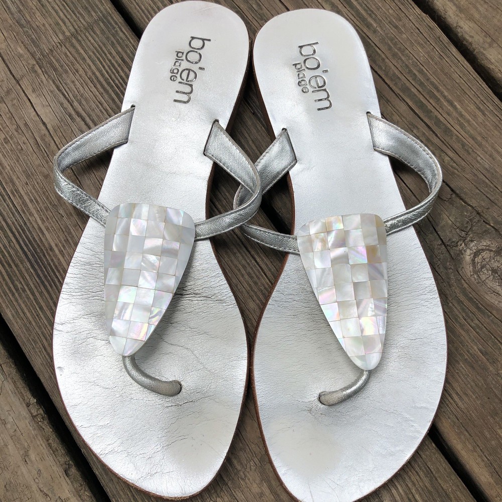 Boem Plage Opal Pearl Sandals Size 8 Women's Beach Slides