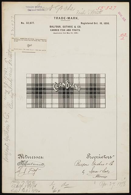 Photo:Balfour, Guthrie & Co. for Clan Brand Canned Fish and Fruits