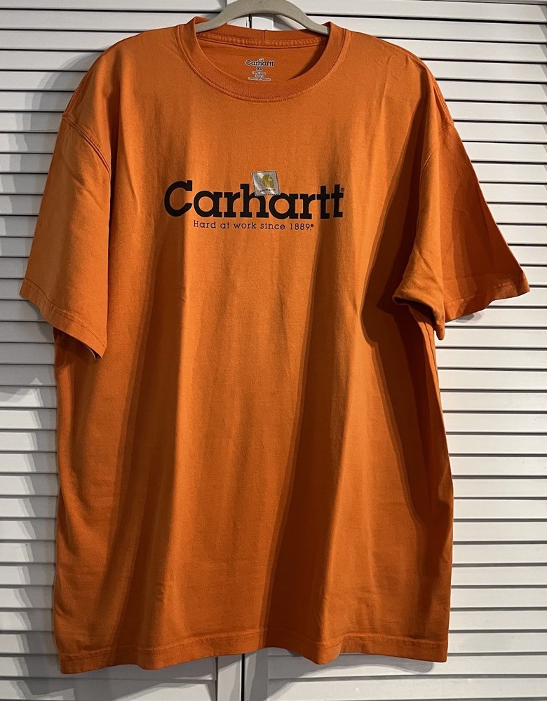 Carhartt T-Shirt Men's Size XL Orange Graphic Logo Short Sleeve Work