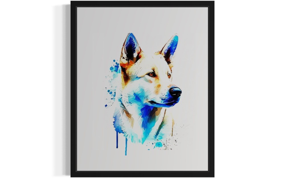 Canaan Dog Watercolor Photo Art Print Poster Wall Art Painting