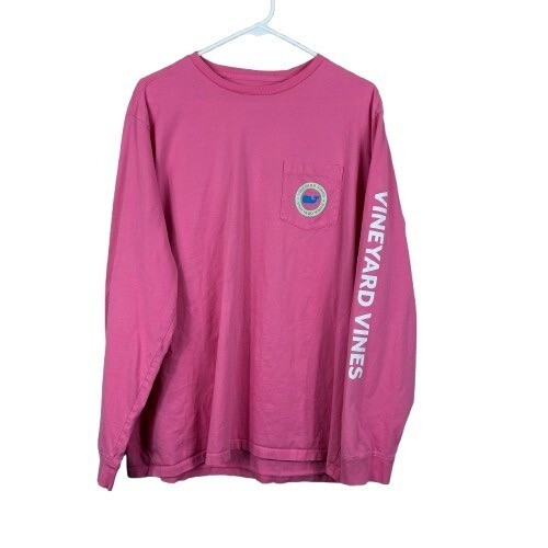 Vineyard Vines Men’s Whale Graphic Pink Long Sleeve Tee Size Large