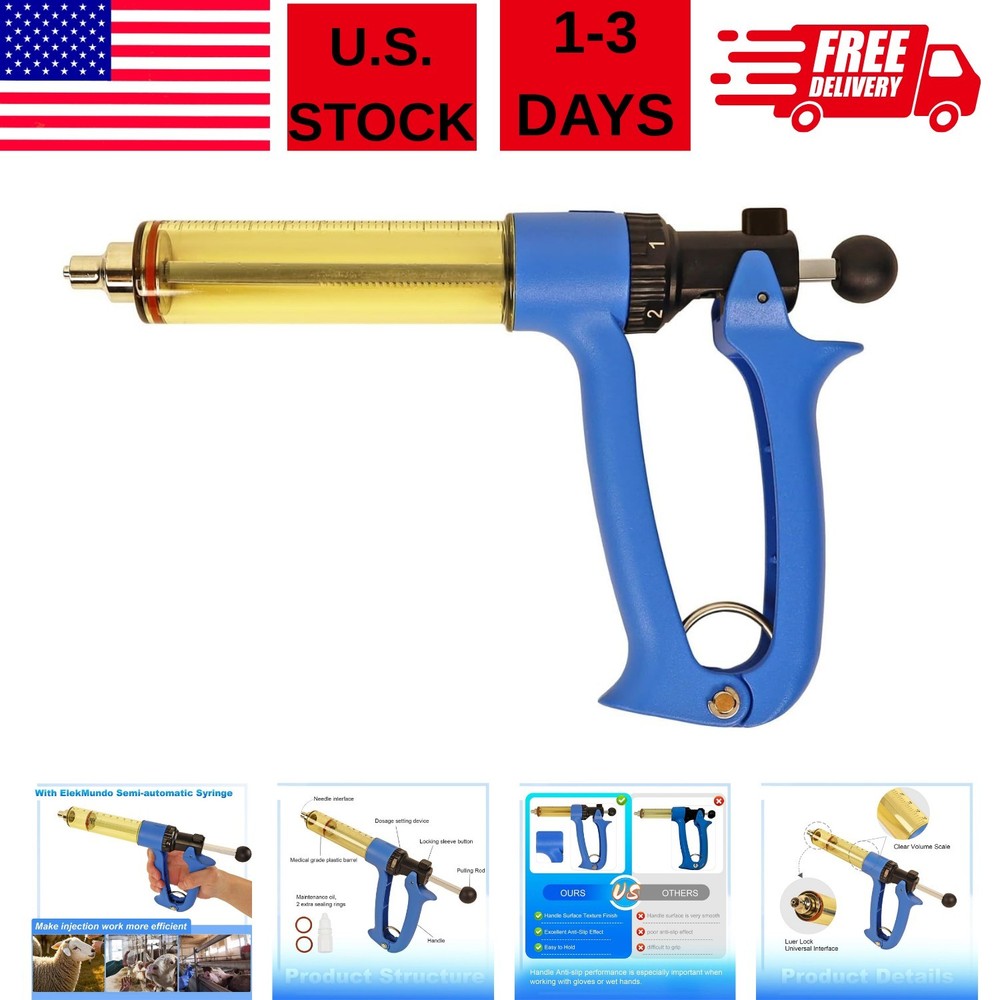 50ML Semi Automatic Livestock Syringe, Continuous Repeating Luer Lock Syringe