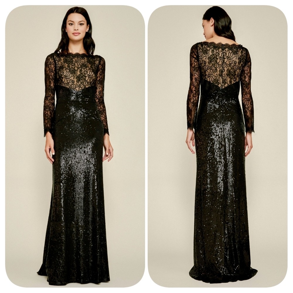 Tadashi Shoji AQUILA LACE SEQUIN GOWN Size 2