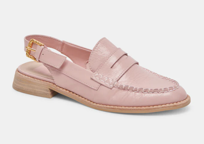 DOLCE VITA Hardi Slingback Loafers Shoes PINK CRINKLE PATENT LEATHER Buckle 7.5