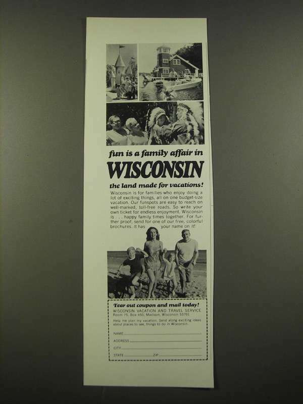 1969 Wisconsin Tourism Ad - Fun is a Family Affair