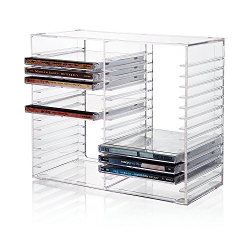Stackable Clear Plastic CD Organizer 30 Disk Case Holder Storage Space Rack Tray