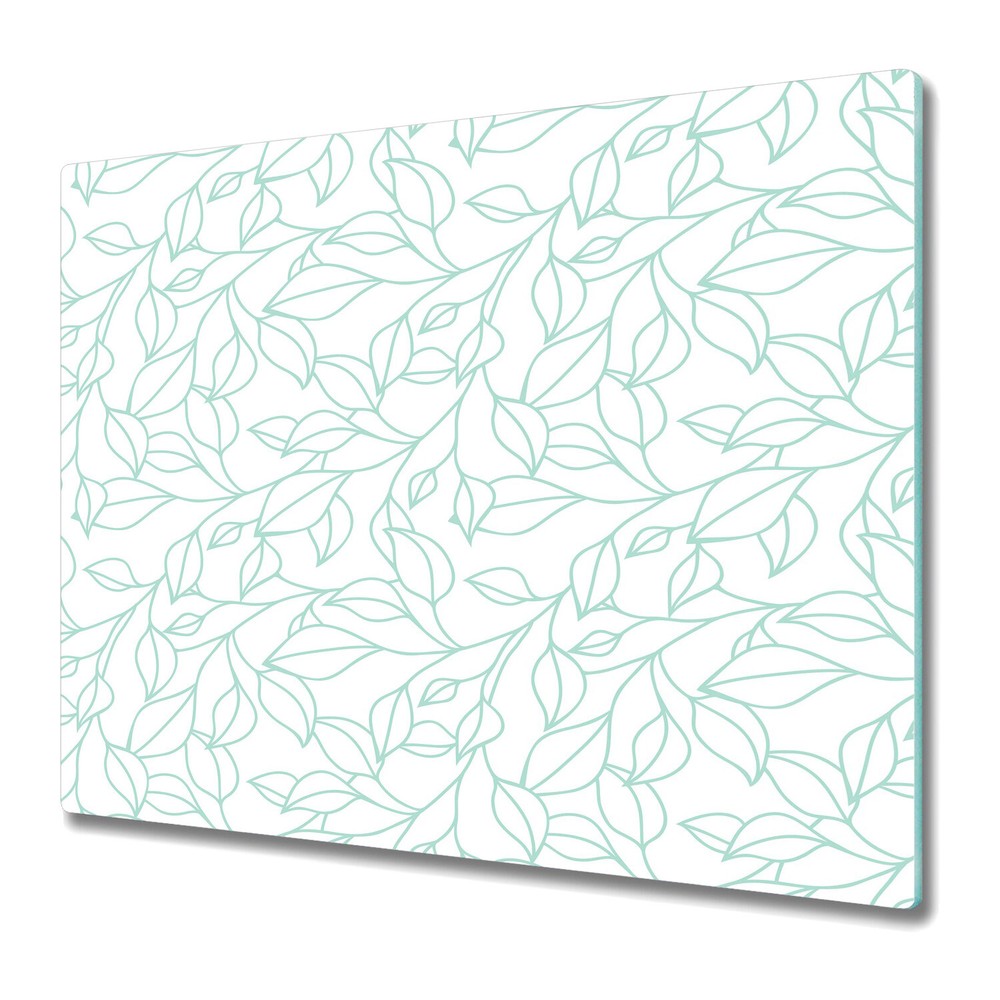 Glass Chopping Cutting Board Outlined Leaf Line art leaves Art. 60x52