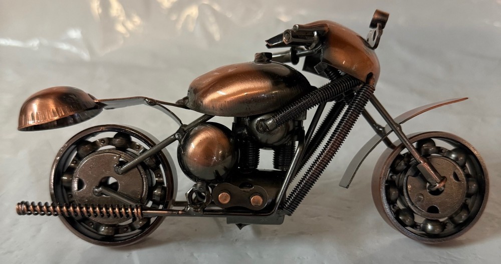 Motorcycle Sport Hand Crafted Recycled Metal Art Sculpture Figurine small