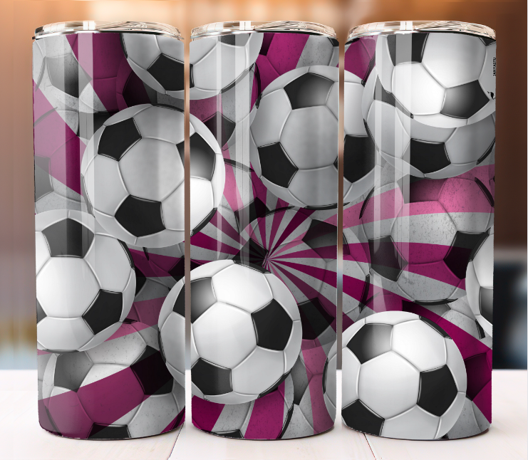 Tumbler 20oz Skinny Cup Mug Lid Straw Soccer Fan or Couch Personalized Custom