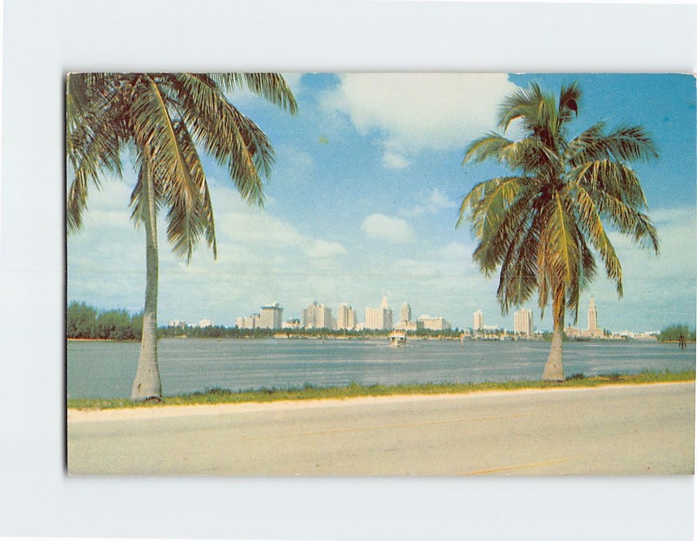 Postcard Miami Skyline from MacArthur Causeway Miami Florida USA
