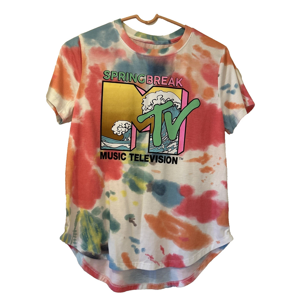 MTV Classic Music Television Logo  Tie Dye Spring Break T Shirt-large