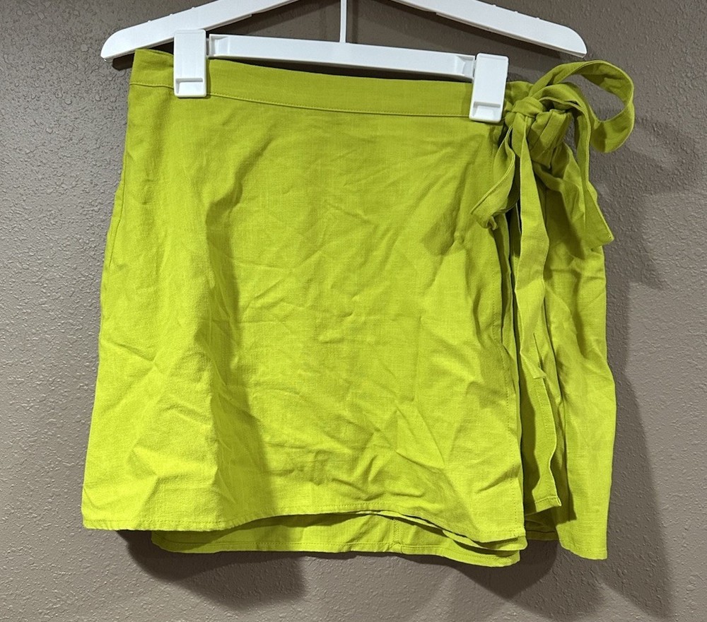Women's Tie Mini A-Line Skirt A New Day Lime Size L NWT