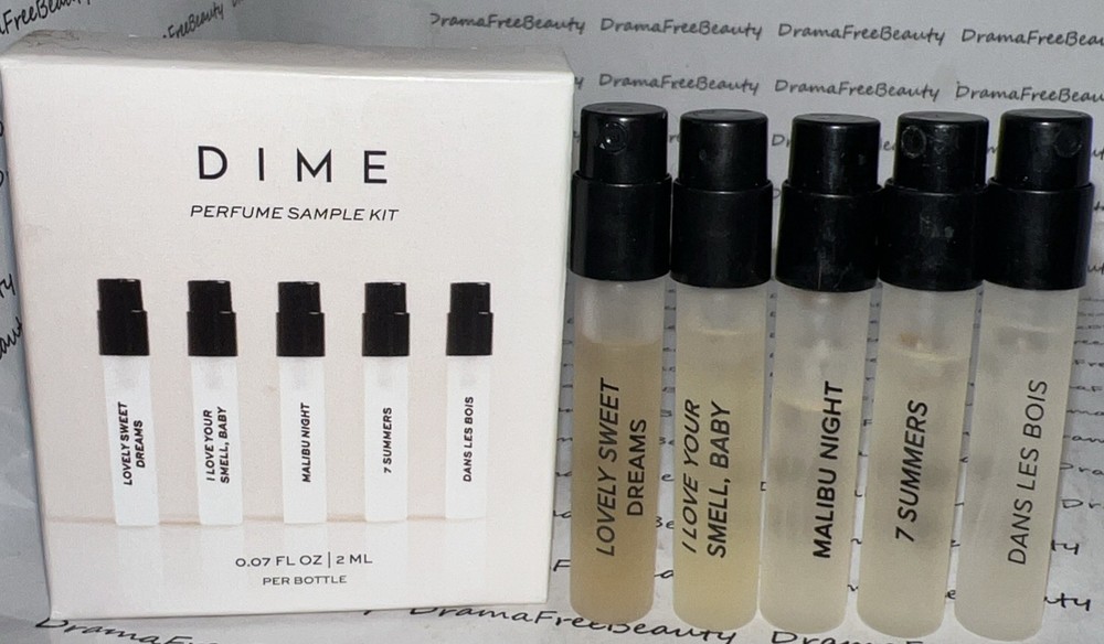 DIME Perfume EDT Sample Kit Set 7 Summers, Sweet Dreams, I Love Your Smell Baby+