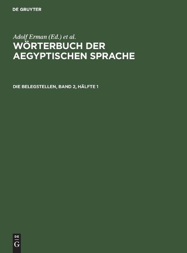 Die Belegstellen, Band 2, Hälfte 1 (Hardback)