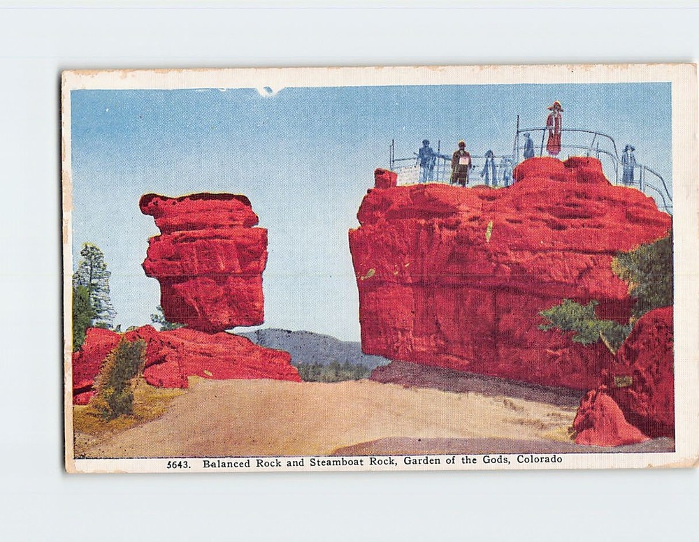 Postcard Balanced Rock and Steamboat Rock Garden of the Gods Colorado USA