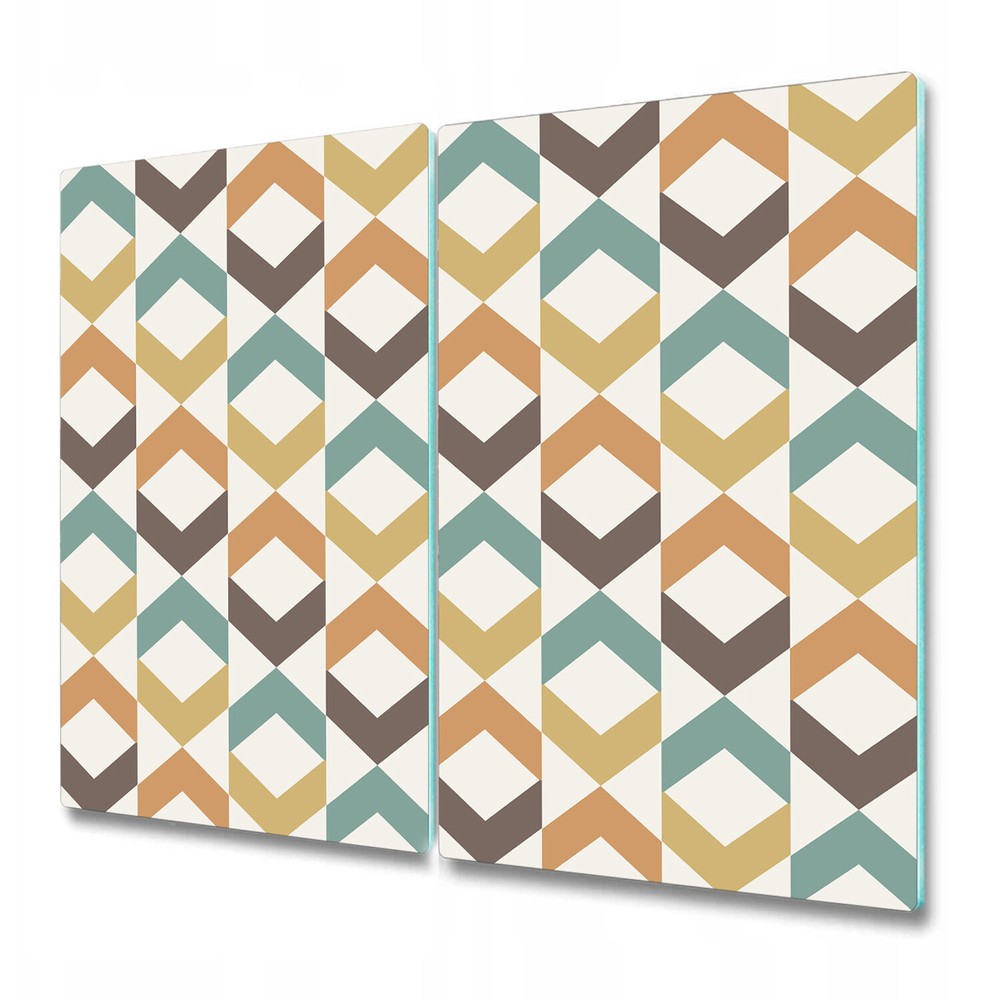 Glass Kitchen Chopping Board Retro abstract shapes muted Colours vibrant 2x30x52