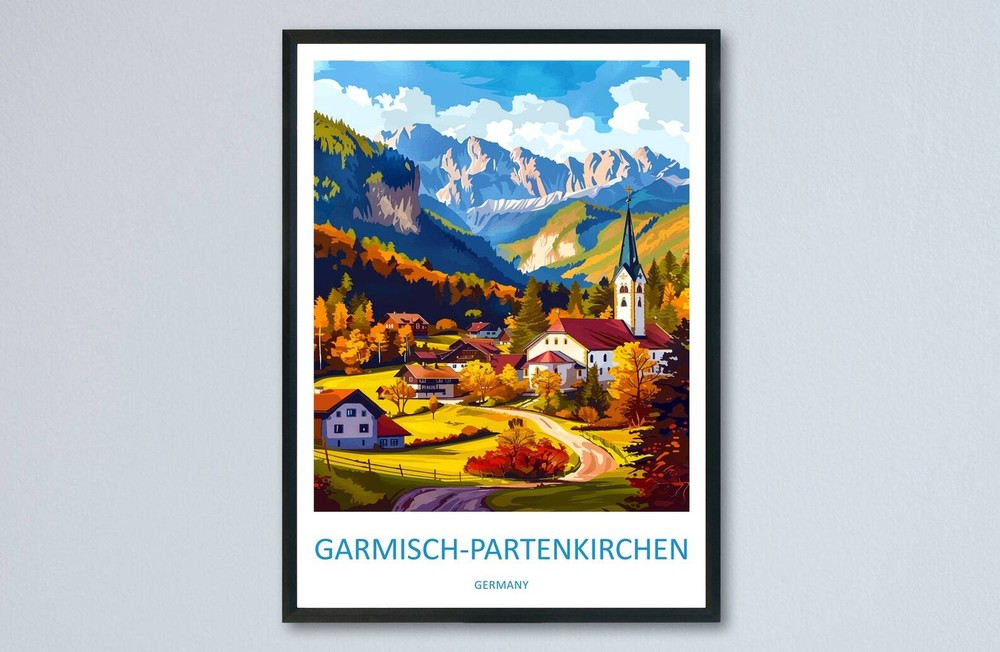 Garmischpartenkirchen Travel Print Wall Art Garmischpartenkirchen Wall Hanging